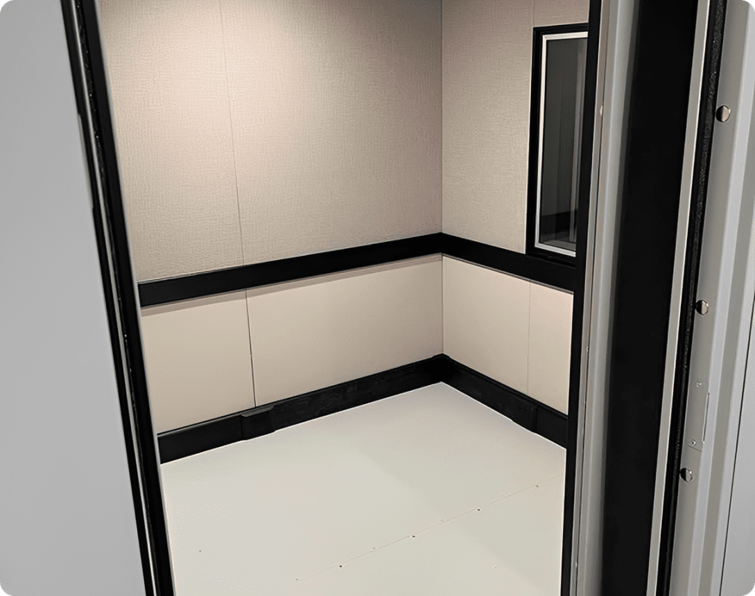 Interior of sound isolation booth